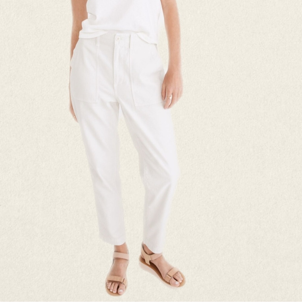 Madewell Griff Tapered Fatigue Cargo Pants 29 High Waist Antique Cream